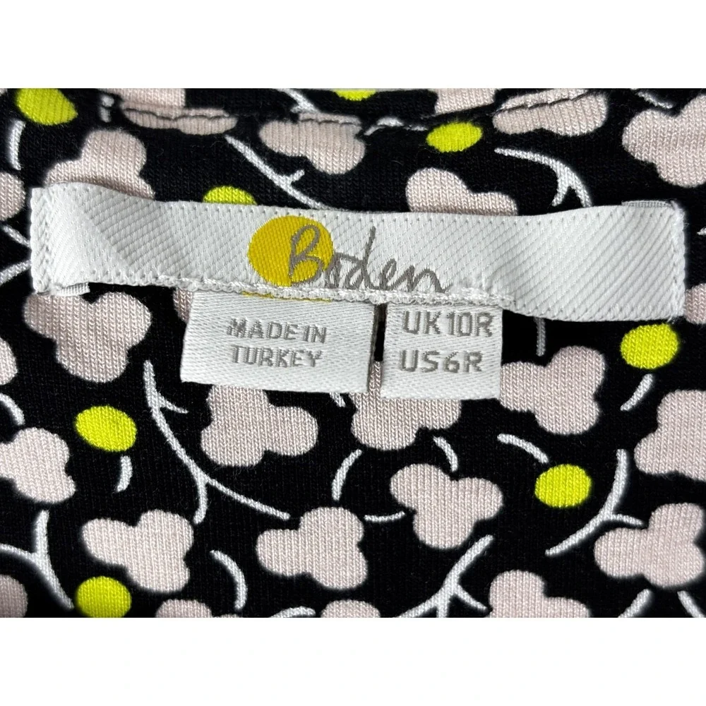 Boden Sweetheart‎ Dot Midi Dress 6 Black White Yellow Floral Boho - Picture 4 of 8